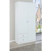 Armadio con 2 ante battenti e 2 cassetti in finitura bianco