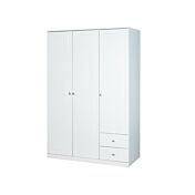 Armadio con 3 ante battenti e 2 cassetti in finitura bianco
