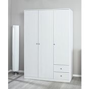Armadio con 3 ante battenti e 2 cassetti in finitura bianco