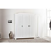 Armadio tre ante + ripiani in pino massello verniciato ad acqua bianco