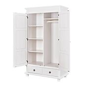 Armadio due ante +due cassetti pino massello verniciato ad acqua bianco