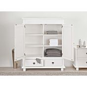 Armadietto due ante + due cassetti H.140 / pino massello verniciato ad acqua bianco