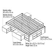 Letto in pino massello con cassettoni e comodini estraibili