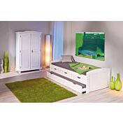 LETTO CON CASSETTI CONTENITORE E SECONDO LETTO INFERIORE AD ESTRAZIONE.