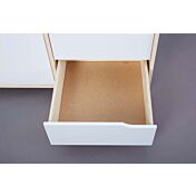 Armadio a 3 ante e 2 cassetti in finitura bianco e legno naturale