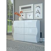 Madia/ Comò 6 cassetti sagomati in finitura bianco laccato lucido, linea onda