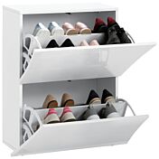 Scarpiera a 2 ante curve bianco laccato lucido, linea arco