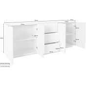 Madia moderna con 4 ante e 3 cassetti in finitura Beton