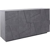 Credenza Madia moderna con 4 ante dal disegno geometrico in finitura Ardesia