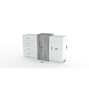 Conveniente Madia 2 ante e 4 cassetti, finitura Bianco lucido e Cemento