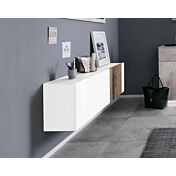 Scarpiera singola, design orizzontale e moderno, finitura Bianco Lucido e Pero