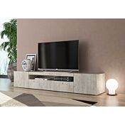 Base Porta TV moderna a 2 ante e 1 ribalta, finitura Cemento Zenzero Shop