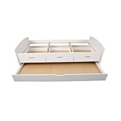 Letto in legno massello con secondo letto estraibile con ruote e 3 cassetti