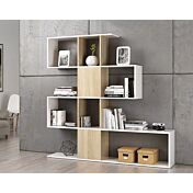 Libreria in legno color rovere e bianco opaco