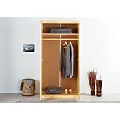 Armadio 2 ante + 1 ripiano, pino massello colore legno naturale