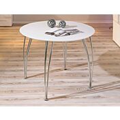 Tavolo rotondo in mdf laccato bianco e metallo, 100x100 cm