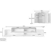 Porta Tv con pensile sospeso in finitura Bianco lucido e Ardesia 