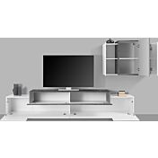 Porta Tv con pensile sospeso in finitura Bianco lucido e Ardesia 