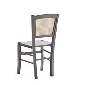 Sedia con schienale in paglia di Vienna, laccato Grigio