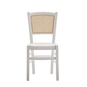 Sedia con schienale in paglia di Vienna, laccato bianco.