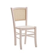 Sedia con schienale in paglia di Vienna, laccato Rosa cipria