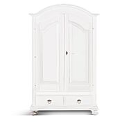 Armadio in legno, laccato bianco, cappello tondo - pomelli anticati