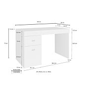 Scrivania 1 anta e 1 cassetto bianco larice, made in Italy
