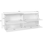 Madia moderna con 4 ribalte in finitura Bianco lucido e Pero