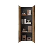 Armadio 2 ante e 3 ripiani H.180 cm, finitura Nero e Pero