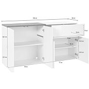 Promozione madia moderna con 4 ante e 1 cassetto in finitura Bianco lucido e Ardesia