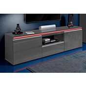 Porta TV 2 ante e 1 cassetto, moderno finitura Antracite lucido