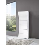 Cassettiera a 6 cassetti curvi, bianco laccato lucido, linea arco