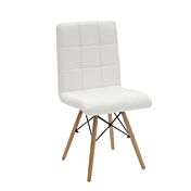 Sedia in Ecopelle Bianco, con gambe in Legno