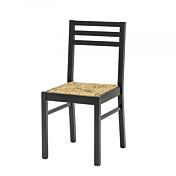 Sedia nera con fondino in paglia