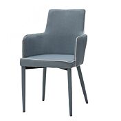 Sedia in tessuto color Azzurro con braccioli, bordo bianco