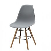 Sedia di Design Mod. Daw, con gambe in Legno, seduta ergonomica in pvc - grigia