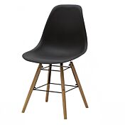 Sedia di Design Mod. Daw, con gambe in Legno, seduta ergonomica in pvc - nera