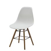 Sedia di Design Bianco con gambe in Legno, seduta in pvc