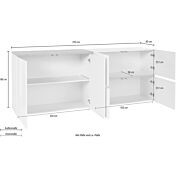 Madia moderna con 4 ante in finitura Bianco lucido e Pero L.210