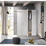 Armadio H.195 con 4 ante battenti in finitura Olmo bianco