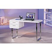 Scrivania da ufficio bianco lucido, con 2 cassetti, gambe in metallo