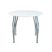 Tavolo rotondo in mdf laccato bianco e metallo, 100x100 cm