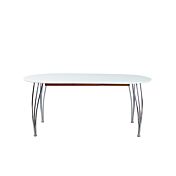 Tavolo allungabile, in mdf laccato bianco e metallo, 140x90 cm