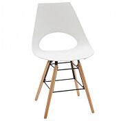 Sedia Mod. Daw, in Polipropilene Bianca con gambe in Legno