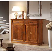 Credenzone in legno finitura bassano, con 2 porte intarsiati e 2 cassetti 150x113