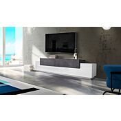 Mobile porta tv moderno con 3 ante in finitura Bianco lucido e Ardesia