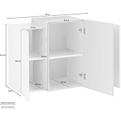 Pensile sospeso Cemento e Bianco lucido con 3 ante