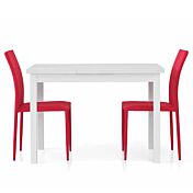 Tavolo allungabile, in legno finitura bianco frassinato, apertura con allunga laterale