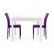 Tavolo allungabile in legno, finitura bianco frassinato, apertura a libro