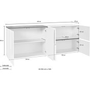 Madia moderna con 4 ante in finitura Bianco lucido e Ardesia L.210